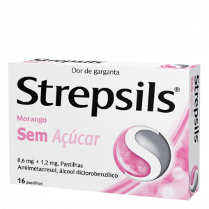 Strepsils Morango sem acar, 1,2/0,6 mg x 24 pst