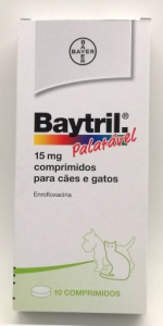 Baytril Palatvel Co/Gato 3kg 15mg Comp x10